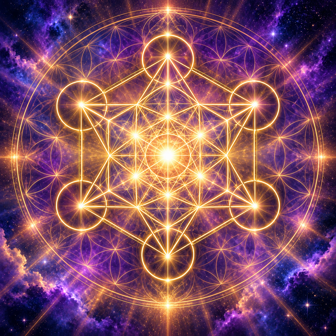 Cubo de Metatron sobre a Flor da Vida
